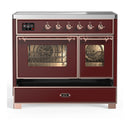 ILVE Majestic III 40-Inch Induction Range with 6 Induction Elements and Triple Glass Door Electric Oven in Burgundy with Copper Trim (UMDIB40NR3BUP)