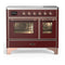 ILVE Majestic III 40-Inch Induction Range with 6 Induction Elements and Triple Glass Door Electric Oven in Burgundy with Copper Trim (UMDIB40NR3BUP)