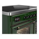 ILVE Majestic III 40-Inch Induction Range with 6 Induction Elements and Triple Glass Door Electric Oven in Emerald Green with Burnished Trim (UMDIB40NR3EGB)