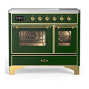 ILVE Majestic III 40-Inch Induction Range with 6 Induction Elements and Triple Glass Door Electric Oven in Emerald Green with Brass Trim (UMDIB40NR3EGG)