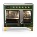 ILVE Majestic III 40-Inch Induction Range with 6 Induction Elements and Triple Glass Door Electric Oven in Emerald Green with Brass Trim (UMDIB40NR3EGG)