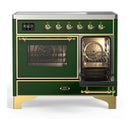 ILVE Majestic III 40-Inch Induction Range with 6 Induction Elements and Triple Glass Door Electric Oven in Emerald Green with Brass Trim (UMDIB40NR3EGG)