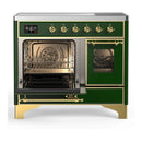 ILVE Majestic III 40-Inch Induction Range with 6 Induction Elements and Triple Glass Door Electric Oven in Emerald Green with Brass Trim (UMDIB40NR3EGG)