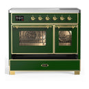 ILVE Majestic III 40-Inch Induction Range with 6 Induction Elements and Triple Glass Door Electric Oven in Emerald Green with Brass Trim (UMDIB40NR3EGG)