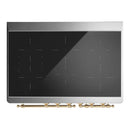 ILVE Majestic III 40-Inch Induction Range with 6 Induction Elements and Triple Glass Door Electric Oven in Emerald Green with Brass Trim (UMDIB40NR3EGG)