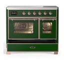 ILVE Majestic III 40-Inch Induction Range with 6 Induction Elements and Triple Glass Door Electric Oven in Emerald Green with Copper Trim (UMDIB40NR3EGP)