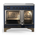 ILVE Majestic III 40-Inch Induction Range with 6 Induction Elements and Triple Glass Door Electric Oven in Mightnight Blue with Burnished Trim (UMDIB40NR3MBB)