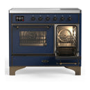 ILVE Majestic III 40-Inch Induction Range with 6 Induction Elements and Triple Glass Door Electric Oven in Mightnight Blue with Burnished Trim (UMDIB40NR3MBB)