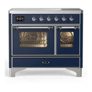 ILVE Majestic III 40-Inch Induction Range with 6 Induction Elements and Triple Glass Door Electric Oven in Mightnight Blue with Chrome Trim (UMDIB40NR3MBC)