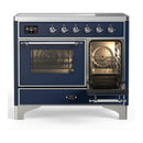 ILVE Majestic III 40-Inch Induction Range with 6 Induction Elements and Triple Glass Door Electric Oven in Mightnight Blue with Chrome Trim (UMDIB40NR3MBC)