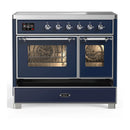 ILVE Majestic III 40-Inch Induction Range with 6 Induction Elements and Triple Glass Door Electric Oven in Mightnight Blue with Chrome Trim (UMDIB40NR3MBC)