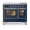 ILVE Majestic III 40-Inch Induction Range with 6 Induction Elements and Triple Glass Door Electric Oven in Mightnight Blue with Chrome Trim (UMDIB40NR3MBC)