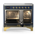 ILVE Majestic III 40-Inch Induction Range with 6 Induction Elements and Triple Glass Door Electric Oven in Mightnight Blue with Brass Trim (UMDIB40NR3MBG)