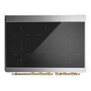 ILVE Majestic III 40-Inch Induction Range with 6 Induction Elements and Triple Glass Door Electric Oven in Mightnight Blue with Brass Trim (UMDIB40NR3MBG)
