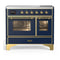 ILVE Majestic III 40-Inch Induction Range with 6 Induction Elements and Triple Glass Door Electric Oven in Mightnight Blue with Brass Trim (UMDIB40NR3MBG)