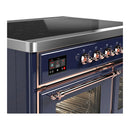 ILVE Majestic III 40-Inch Induction Range with 6 Induction Elements and Triple Glass Door Electric Oven in Mightnight Blue with Copper Trim (UMDIB40NR3MBP)