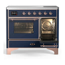 ILVE Majestic III 40-Inch Induction Range with 6 Induction Elements and Triple Glass Door Electric Oven in Mightnight Blue with Copper Trim (UMDIB40NR3MBP)
