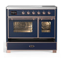 ILVE Majestic III 40-Inch Induction Range with 6 Induction Elements and Triple Glass Door Electric Oven in Mightnight Blue with Copper Trim (UMDIB40NR3MBP)