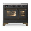 ILVE Majestic III 40-Inch Induction Range with 6 Induction Elements and Triple Glass Door Electric Oven in Matte Graphite with Burnished Trim (UMDIB40NR3MGB)