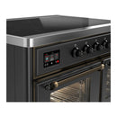 ILVE Majestic III 40-Inch Induction Range with 6 Induction Elements and Triple Glass Door Electric Oven in Matte Graphite with Burnished Trim (UMDIB40NR3MGB)