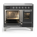 ILVE Majestic III 40-Inch Induction Range with 6 Induction Elements and Triple Glass Door Electric Oven in Matte Graphite with Chrome Trim (UMDIB40NR3MGC)
