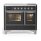 ILVE Majestic III 40-Inch Induction Range with 6 Induction Elements and Triple Glass Door Electric Oven in Matte Graphite with Chrome Trim (UMDIB40NR3MGC)
