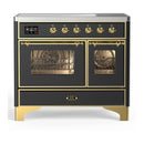 ILVE Majestic III 40-Inch Induction Range with 6 Induction Elements and Triple Glass Door Electric Oven in Matte Graphite with Brass Trim (UMDIB40NR3MGG)