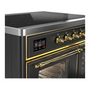 ILVE Majestic III 40-Inch Induction Range with 6 Induction Elements and Triple Glass Door Electric Oven in Matte Graphite with Brass Trim (UMDIB40NR3MGG)