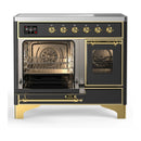 ILVE Majestic III 40-Inch Induction Range with 6 Induction Elements and Triple Glass Door Electric Oven in Matte Graphite with Brass Trim (UMDIB40NR3MGG)