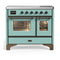 ILVE Majestic III 40-Inch Induction Range with 6 Induction Elements and Triple Glass Door Electric Oven in Mediterranean Mint with Burnished Trim (UMDIB40NR3MMB)