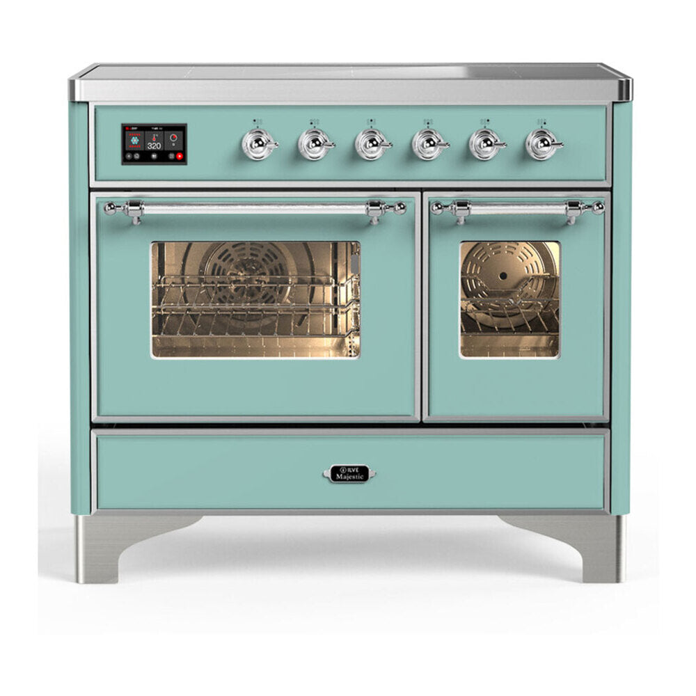 ILVE Majestic III 40-Inch Induction Range with 6 Induction Elements and Triple Glass Door Electric Oven in Mediterranean Mint with Chrome Trim (UMDIB40NR3MMC)