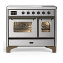 ILVE Majestic III 40-Inch Induction Range with 6 Induction Elements and Triple Glass Door Electric Oven in Stainless Steel with Burnished Trim (UMDIB40NR3SSB)