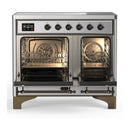 ILVE Majestic III 40-Inch Induction Range with 6 Induction Elements and Triple Glass Door Electric Oven in Stainless Steel with Burnished Trim (UMDIB40NR3SSB)