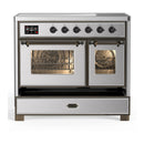 ILVE Majestic III 40-Inch Induction Range with 6 Induction Elements and Triple Glass Door Electric Oven in Stainless Steel with Burnished Trim (UMDIB40NR3SSB)