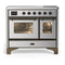 ILVE Majestic III 40-Inch Induction Range with 6 Induction Elements and Triple Glass Door Electric Oven in Stainless Steel with Burnished Trim (UMDIB40NR3SSB)