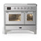 ILVE Majestic III 40-Inch Induction Range with 6 Induction Elements and Triple Glass Door Electric Oven in Stainless Steel with Chrome Trim (UMDIB40NR3SSC)