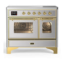 ILVE Majestic III 40-Inch Induction Range with 6 Induction Elements and Triple Glass Door Electric Oven in Stainless Steel with Brass Trim (UMDIB40NR3SSG)