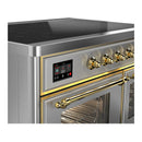 ILVE Majestic III 40-Inch Induction Range with 6 Induction Elements and Triple Glass Door Electric Oven in Stainless Steel with Brass Trim (UMDIB40NR3SSG)
