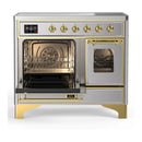 ILVE Majestic III 40-Inch Induction Range with 6 Induction Elements and Triple Glass Door Electric Oven in Stainless Steel with Brass Trim (UMDIB40NR3SSG)