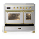 ILVE Majestic III 40-Inch Induction Range with 6 Induction Elements and Triple Glass Door Electric Oven in Stainless Steel with Brass Trim (UMDIB40NR3SSG)