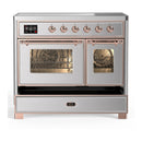 ILVE Majestic III 40-Inch Induction Range with 6 Induction Elements and Triple Glass Door Electric Oven in Stainless Steel with Copper Trim (UMDIB40NR3SSP)