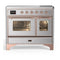 ILVE Majestic III 40-Inch Induction Range with 6 Induction Elements and Triple Glass Door Electric Oven in Stainless Steel with Copper Trim (UMDIB40NR3SSP)