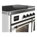 ILVE Majestic III 40-Inch Induction Range with 6 Induction Elements and Triple Glass Door Electric Oven in White with Burnished Trim (UMDIB40NR3WHB)