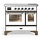 ILVE Majestic III 40-Inch Induction Range with 6 Induction Elements and Triple Glass Door Electric Oven in White with Burnished Trim (UMDIB40NR3WHB)