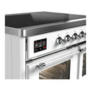 ILVE Majestic III 40-Inch Induction Range with 6 Induction Elements and Triple Glass Door Electric Oven in White with Chrome Trim (UMDIB40NR3WHC)