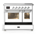 ILVE Majestic III 40-Inch Induction Range with 6 Induction Elements and Triple Glass Door Electric Oven in White with Chrome Trim (UMDIB40NR3WHC)