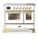 ILVE Majestic III 40-Inch Induction Range with 6 Induction Elements and Triple Glass Door Electric Oven in White with Brass Trim (UMDIB40NR3WHG)