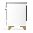 ILVE Majestic III 40-Inch Induction Range with 6 Induction Elements and Triple Glass Door Electric Oven in White with Brass Trim (UMDIB40NR3WHG)