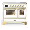 ILVE Majestic III 40-Inch Induction Range with 6 Induction Elements and Triple Glass Door Electric Oven in White with Brass Trim (UMDIB40NR3WHG)