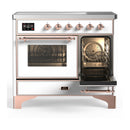 ILVE Majestic III 40-Inch Induction Range with 6 Induction Elements and Triple Glass Door Electric Oven in White with Copper Trim (UMDIB40NR3WHP)